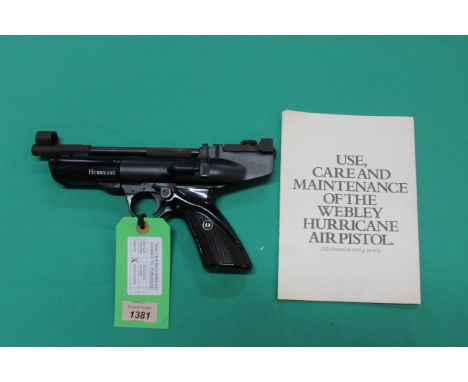 A Webley &amp; Scott Hurricane .22 cal air pistol, in good overall condition, as a post 1939 air weapon the restrictions of t