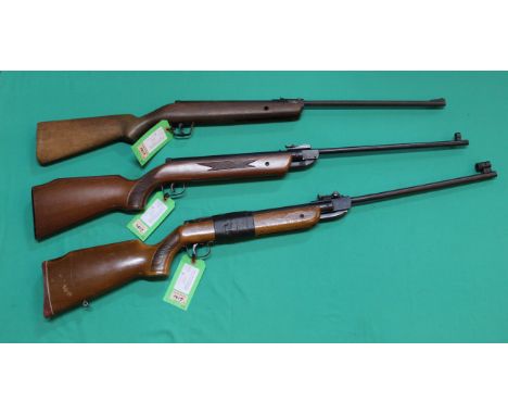 A model 55 break barrel air rifle (.22) with a NAC .177 cal Commando air rifle plus an 'as found' original .22 cal air rifle,