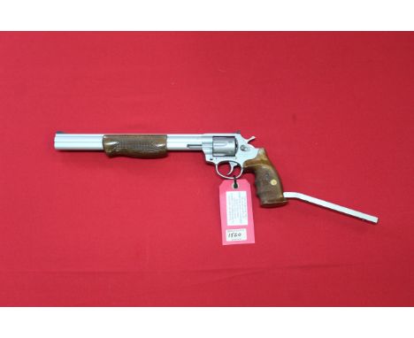 A .357 cal revolver (long barrel) Sec 1 by Alfa, S/No.7351200625, satin finish in overall excellent condition, this item can 