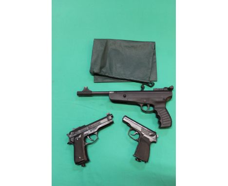 An S.M.K. .22 cal air pistol with a powerline mod 622 CO2 .177 air pistol, S/No.30-00670 plus an 'as found' Makarov .4.5mm CO