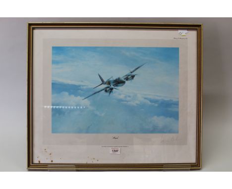 'Mosquito' print by Robert Taylor, signed by Leonard Cheshire V.C., framed and glazed, 21" x 25"
