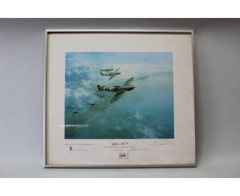 'Spitfire Mk V' limited edition print, signed by the artist Frank Wootton, also signed by Group Captain Sir Douglas Bader C.B