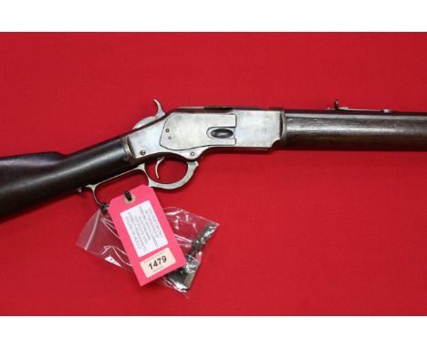 A Winchester model 73 lever action third model rifle in .44 cal, S/No.481596-B, c1894, a good honest example with all the cor