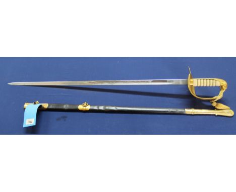 A QEII Royal Air Force Officers dress sword by Wilkinson, S/No.97950 within brass mounted leather scabbard