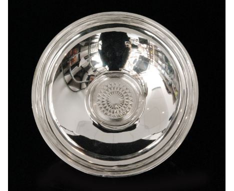 Sigvard Bernadotte for Georg Jensen - A Danish Sterling silver circular bowl of plain form centred by a geometric starburst r