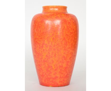 Pilkingtons Royal Lancastrian - A vase of tapering form with a collar neck, the whole decorated in an orange peel glaze with 