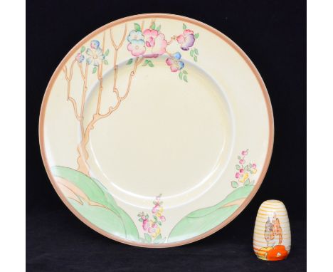 Clarice Cliff - Chippendale - A large circular dinner plate circa 1941 hand painted with a stylised tree landscape with brown