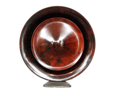 Louis Kalff - Philips - An Art Deco Pancake speaker, the cast iron triangular foot leading to two Bakelite concave discs, unm