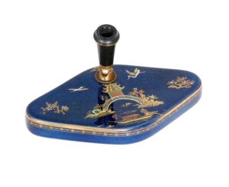 Carlton Ware - A 1930s Barge pattern pen stand, the diamond shaped body decorated with enamel and gilt chinoiserie decoration