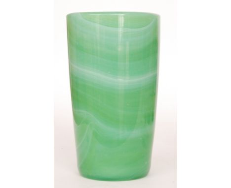 John Walsh Walsh - A large 1930s vase of cylindrical form with heavy cased body internally decorated with a tonal jade green 