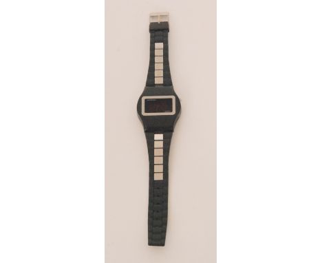 Ingersoll - A 1970s Ingersoll digital quartz gentleman's wristwatch, the two tone black noryl and stainless steel watch with 