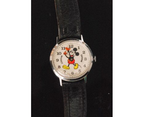 Bradley - A 1970s Bradley manual wind Mickey Mouse gentleman's wristwatch, the cream circular dial centred by a Pie Eye Micke