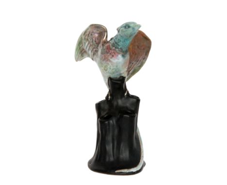Clarice Cliff - Exotic Bird - A large early A.J. Wilkinson flower block modelled as an open winged exotic bird picked out in 