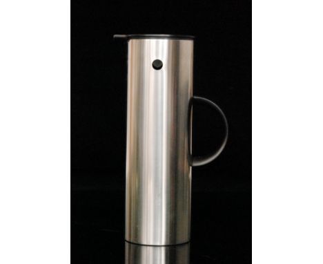 Erik Magnussen - Stelton - A post war Danish coffee pot of cylindrical form with arched handle in stainless steel finish, hei