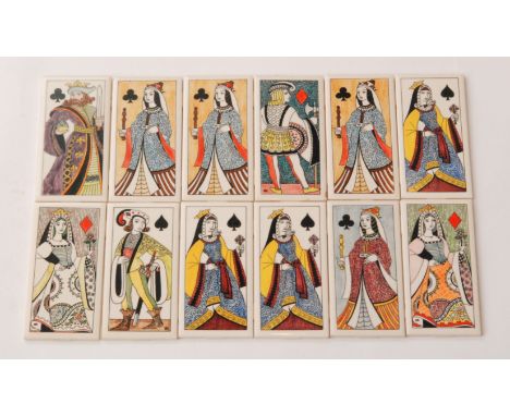 John Mead - Dorincourt Industries - A set of twelve 3" x 6" dust pressed tiles from the Playing Cards series, stamped mark (1
