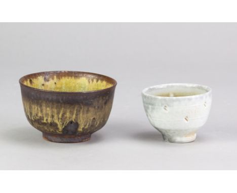 JOHN JELFS (born 1946) for Cotswold Pottery; a stoneware sake cup covered in soda glaze with impressed decoration, impressed 