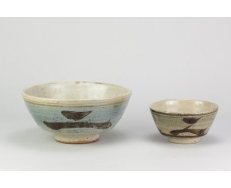 Leach Pottery; a stoneware Z bowl, impressed pottery mark, diameter 22cm, and a smaller example, diameter 14cm (2).Additional