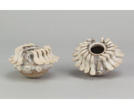 IAN GODFREY (1942-1992); a pair of stoneware hanging bird pots, diameter 9cm (2). (D)Additional InformationAppears good with 