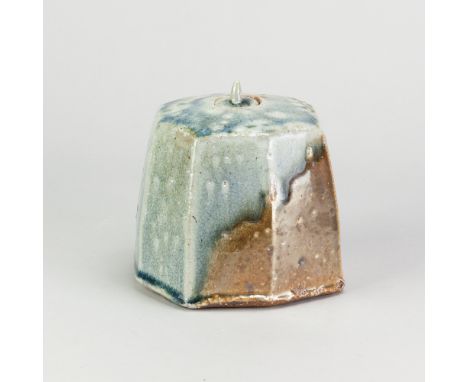 LISA HAMMOND (born 1956) for Maze Hill Pottery; a stoneware cut sided caddy covered in soda glaze, incised LH and impressed p