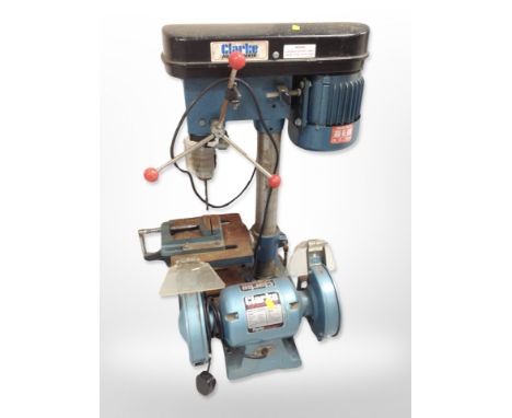 A Clarke metalworker pillar drill, and a further bench grinder.