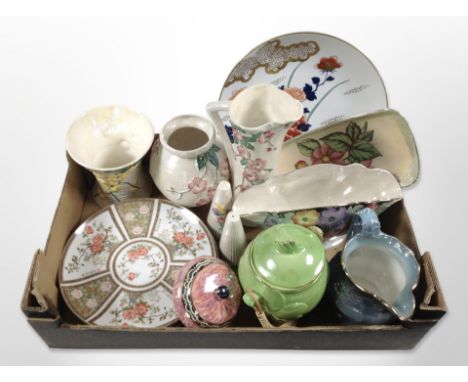 A collection of Maling lustre ceramics, blush ivory wash jug and basin, etc. (2 boxes)