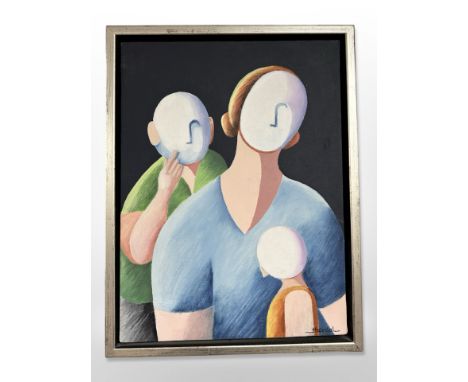J Hordal : Family portrait, oil on canvas, 30cm x 40cm.