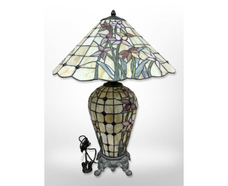 A Tiffany style leaded glass table lamp, height 73 cm 