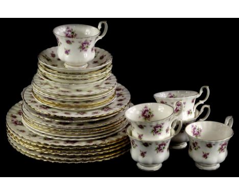 A Royal Albert Sweet Violet pattern part tea service, to include six cups and five saucers, etc.