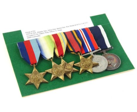 A Second World War group of six medals, awarded to a Petty Officer A. Stagg of HMS Cornwallis, the 1939-45 Star, the Atlantic