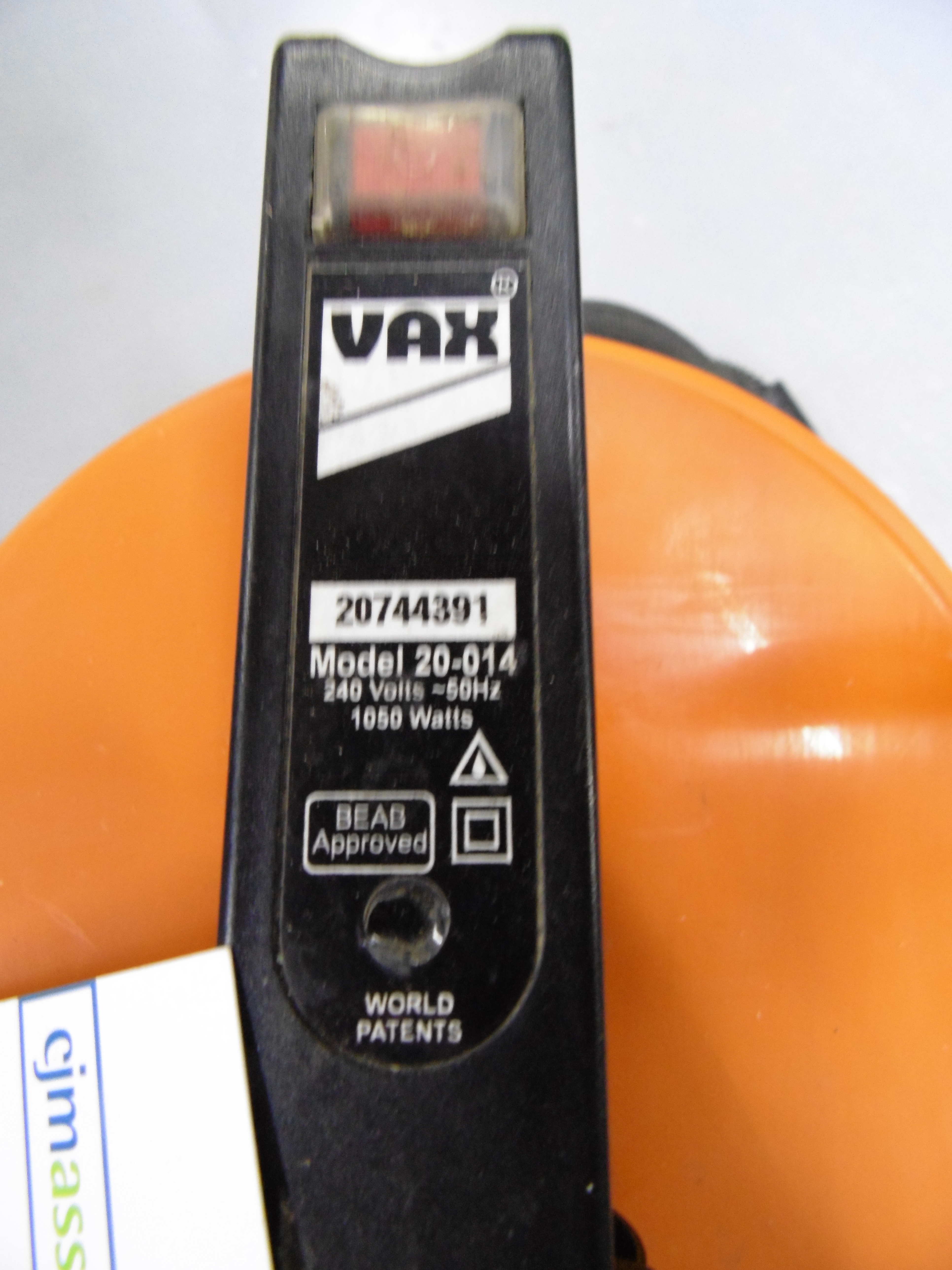 * Vax 2000 Model 20014 240V Commercial Vacuum Cleaner