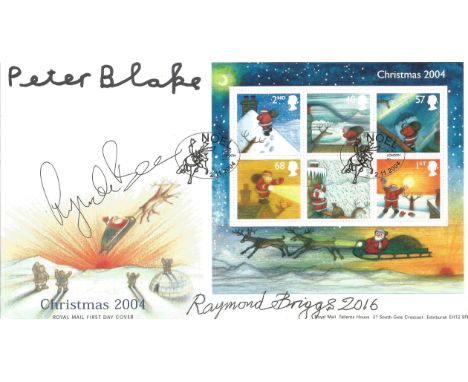 Peter Blake, Raymond Briggs and Grayson Perry signed First Day Cover for Christmas 2004. Post marked 5th November 2004, . Goo