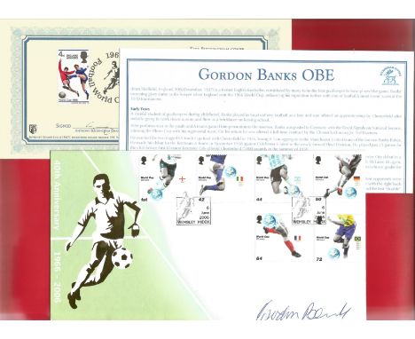 Gordon Banks signed FDC celebrating the 40th anniversary since Englands first World Cup win in 1966. This colourful cover is 