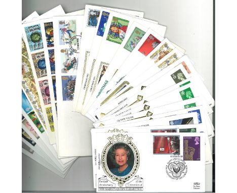 Collection of 44 FDC and Commemorative Covers 18 of which are Silk, with FDI Postmarks and Stamps, Including Gilbert and Sull