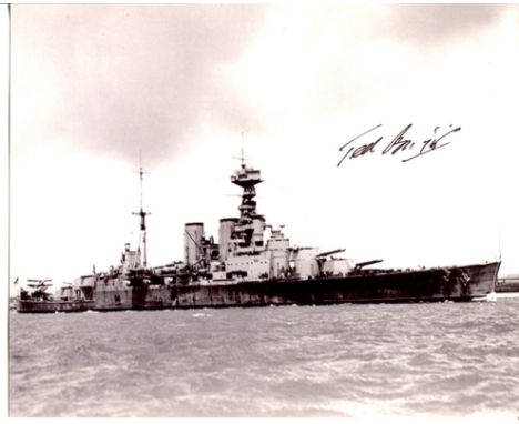 HMS Hood. 8x10 inch photo hand signed by Ted Briggs, who at the time of signing was the last living of only three men to surv
