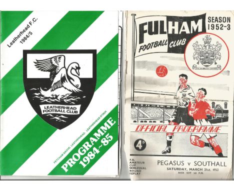 Vintage Football Programme Collection Including Fulham 1952-1953, Ilford 1957-1958, Wimbledon 1957-1958, Kingstonian 1957, Br