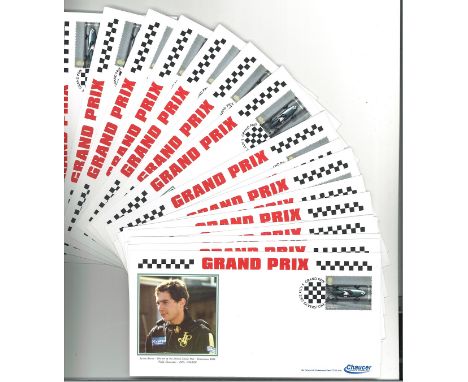 20 Grand Prix Commemorative Covers Featuring Ayrton Senna, Grand Prix Silverstone 2007 Postmark, Graham Hill 1962 BRM P57 Sta