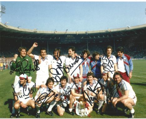 Football West Ham Utd celebrating after the 1980 FA cup final, multi-signed by names such as Phil Parkes, Billy Bonds, Alvin 