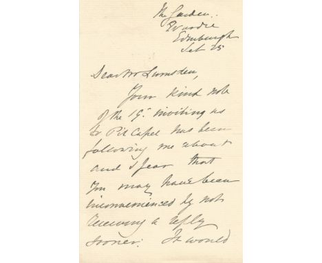 Robert Napier, 1st Baron Napier of Magdala ALS, addressed, measuring approx 7x4. Napier was a British Indian Army officer. He