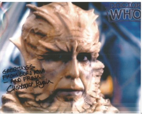 Christopher Ryan signed 10x8 colour image. Taken in his role on Doctor Who as Kiv. Since then he has starred in many films su