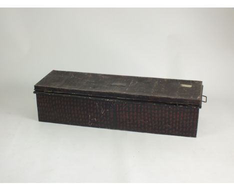 A large WW1 metal rectangular metal trunk with a painted finish, with a metal plaque, inscribed 'Earl of Altamont, Royal Scot