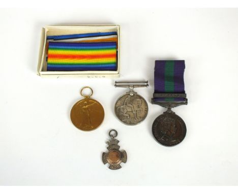 A pair of WW1 medals awarded to "M2 - 137538 Pte. C. Price, A.S.C, comprising War and Victory medal, a silver fob and a Gener