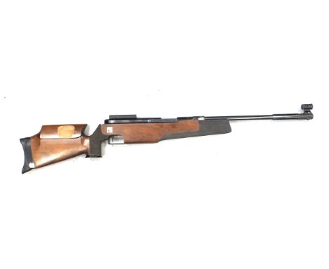 A Feinwerkbau 300SU .177 ten metre target air rifle, semi-recoilless design with a spare front sight, cheekpiece, trigger and