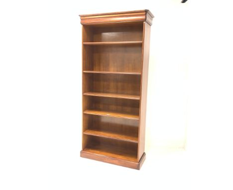 Grange Furniture -French cherry wood open bookcase fitted with four adjustable and one fixed shelf, W88cm, H200cm, D33cm - Co