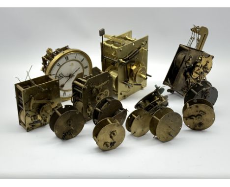 Twin train driven longcase clock movement, (W17cm) and various other clock movements, (14) - Condition Report 