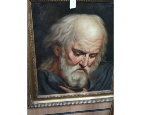 British School, late 18th/early 19th Century, portrait of a bearded man in classical drapery, oil on canvas, period frame, 42