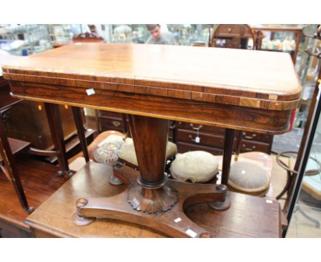An early 19th Century rosewood pedestal card table