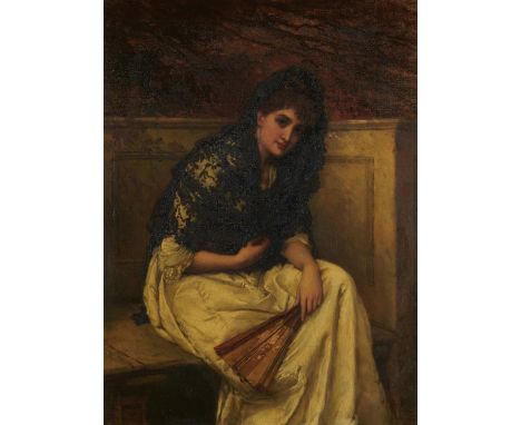 WILLIAM OLIVER (1823-1901)&nbsp; A SPANISH BEAUTY&nbsp; signed and dated 1887, oil on canvas, 59.5 x 44cm  Localised blisteri