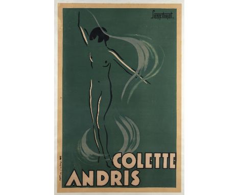 PIERRE THIRIOT (1904-1991) COLETTE ANDRIS&nbsp;lithograph poster, c1922, by Choppy, Paris, 117.5 x 77cm  Minor marginal stain