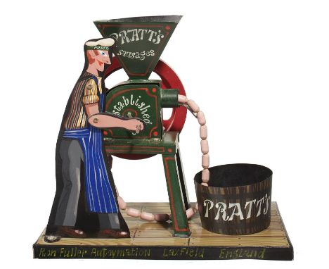 RON FULLER (1936-2017) PRATT'S SAUSAGES&nbsp; painted tinplate automaton, signed Ron Fuller Autoymation Laxfield England,&nbs