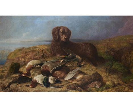 ROBERT NIGHTINGALE (1815-1895) WATCHING OVER THE DAYS BAG&nbsp; signed and dated 1862, oil on canvas, 67 x 112cm  Two small p